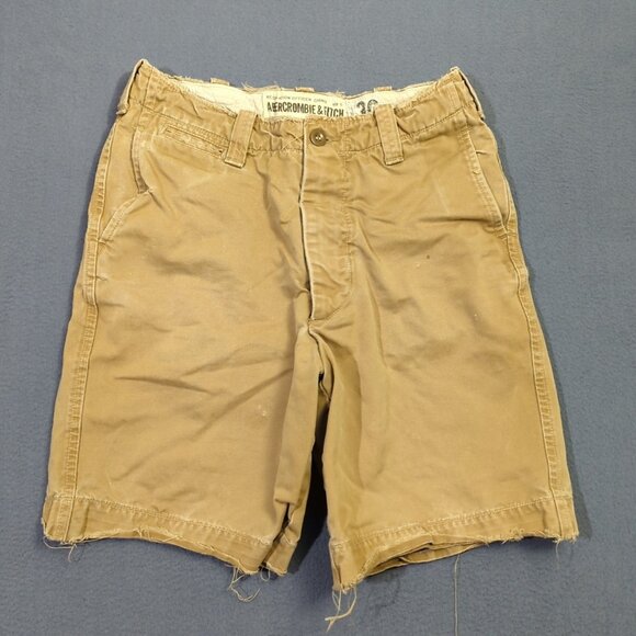 Abercrombie & Fitch Shorts Tan Men's 30 Regulation Officer Chino Distressed - Picture 1 of 13